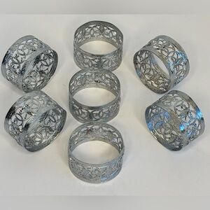 NAPKIN RINGS (KEMP & BENTLEY) FILIGREE SILVER TONE  (VINTAGE)